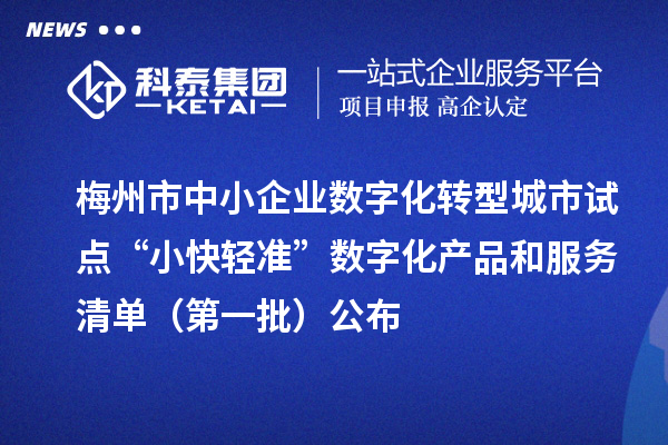 梅州市中小企業(yè)數(shù)字化轉型城市試點“小快輕準”數(shù)字化產(chǎn)品和服務清單（第一批）公布