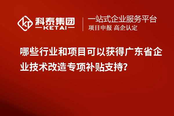 哪些行業(yè)和項(xiàng)目可以獲得廣東省企業(yè)技術(shù)改造專項(xiàng)補(bǔ)貼支持？