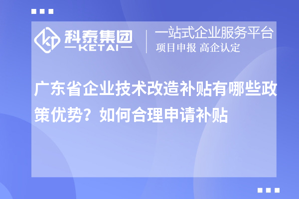 廣東省企業(yè)技術(shù)改造補貼有哪些政策優(yōu)勢？如何合理申請補貼