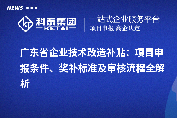廣東省企業(yè)技術(shù)改造補貼：項目申報條件、獎補標準及審核流程全解析
