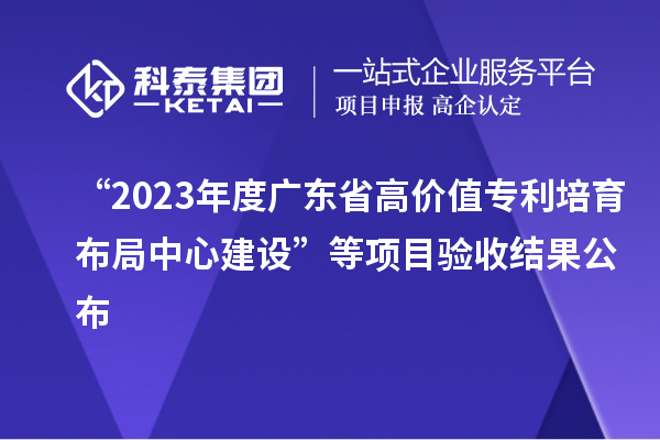 “2023年度廣東省高價(jià)值專(zhuān)利培育布局中心建設(shè)”等項(xiàng)目驗(yàn)收結(jié)果公布