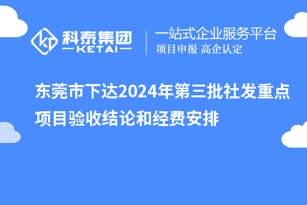 東莞市下達2024年第三批社發(fā)重點項目驗收結論和經費安排