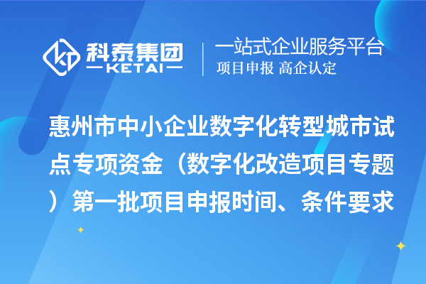 惠州市中小企業(yè)數(shù)字化轉(zhuǎn)型城市試點專項資金（數(shù)字化改造項目專題）第一批項目申報時間、條件要求、補助獎勵