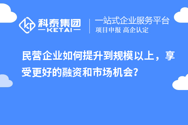 民營企業(yè)如何提升到規(guī)模以上，享受更好的融資和市場機(jī)會(huì)？