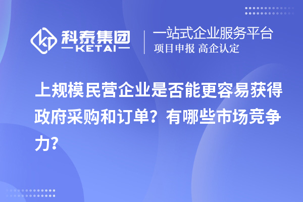 上規(guī)模民營(yíng)企業(yè)是否能更容易獲得政府采購(gòu)和訂單？有哪些市場(chǎng)競(jìng)爭(zhēng)力？