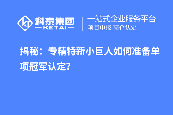 揭秘：專精特新小巨人如何準(zhǔn)備單項(xiàng)冠軍認(rèn)定？