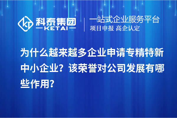 為什么越來越多企業(yè)申請專精特新中小企業(yè)？該榮譽對公司發(fā)展有哪些作用？