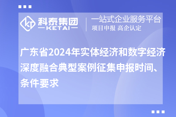 廣東省2024年實體經(jīng)濟和數(shù)字經(jīng)濟深度融合典型案例征集申報時間、條件要求