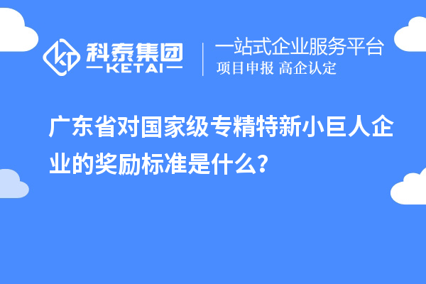 廣東省對(duì)國家級(jí)專精特新小巨人企業(yè)的獎(jiǎng)勵(lì)標(biāo)準(zhǔn)是什么？
