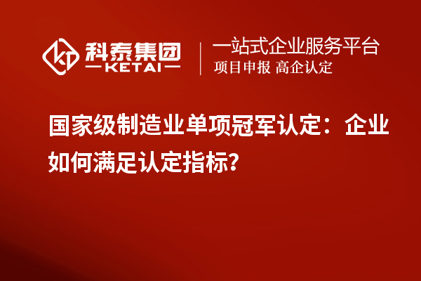 國家級制造業(yè)單項冠軍認(rèn)定：企業(yè)如何滿足認(rèn)定指標(biāo)？