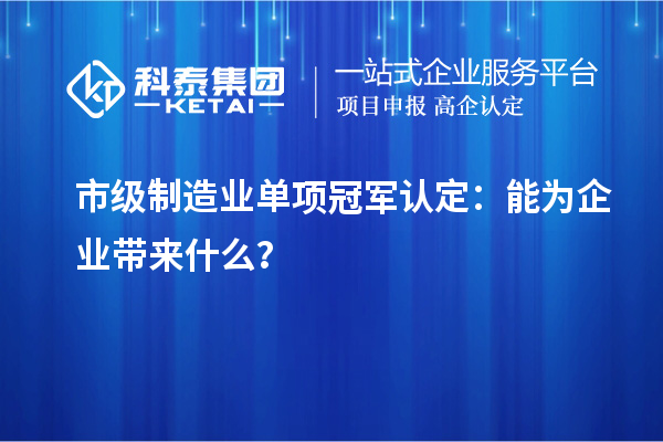 市級制造業(yè)單項冠軍認(rèn)定：能為企業(yè)帶來什么？