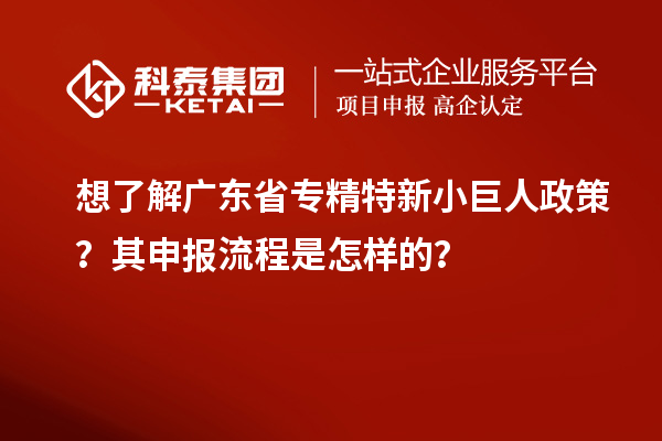 想了解廣東省專精特新小巨人政策？其申報(bào)流程是怎樣的？