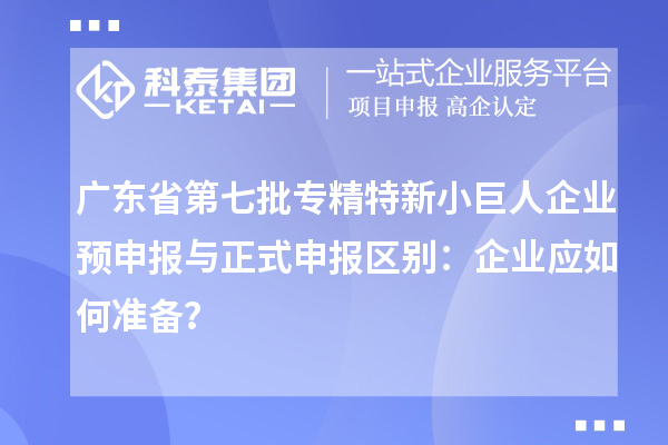 廣東省第七批專精特新小巨人企業(yè)預(yù)申報與正式申報區(qū)別：企業(yè)應(yīng)如何準(zhǔn)備？