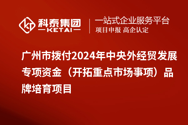 廣州市撥付2024年中央外經(jīng)貿(mào)發(fā)展專(zhuān)項(xiàng)資金（開(kāi)拓重點(diǎn)市場(chǎng)事項(xiàng)）品牌培育項(xiàng)目