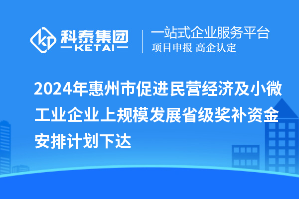 2024年惠州市促進(jìn)民營經(jīng)濟(jì)及小微工業(yè)企業(yè)上規(guī)模發(fā)展省級獎(jiǎng)補(bǔ)資金安排計(jì)劃下達(dá)