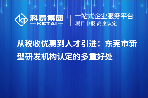 從稅收優(yōu)惠到人才引進(jìn)：東莞市新型研發(fā)機(jī)構(gòu)認(rèn)定的多重好處