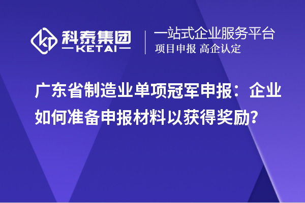 廣東省制造業(yè)單項冠軍申報：企業(yè)如何準(zhǔn)備申報材料以獲得獎勵？