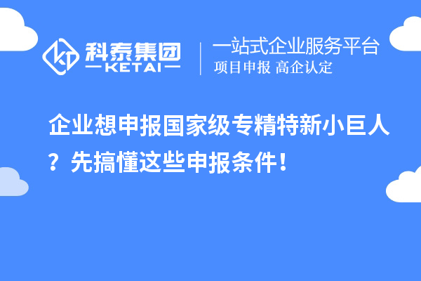 企業(yè)想申報(bào)國家級(jí)專精特新小巨人？先搞懂這些申報(bào)條件！