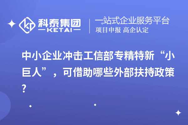 中小企業(yè)沖擊工信部專精特新 “小巨人”，可借助哪些外部扶持政策?