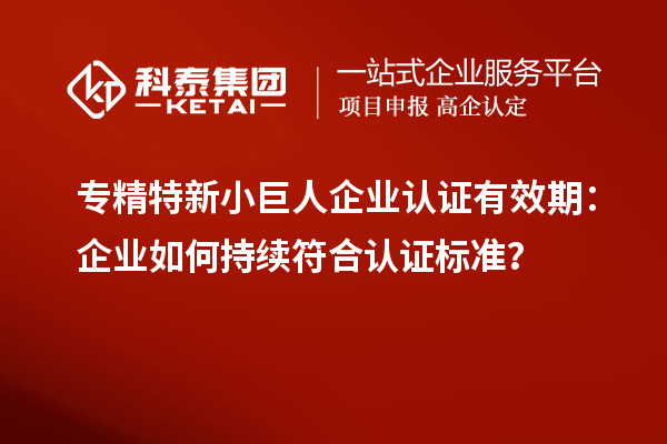 專(zhuān)精特新小巨人企業(yè)認(rèn)證有效期：企業(yè)如何持續(xù)符合認(rèn)證標(biāo)準(zhǔn)？