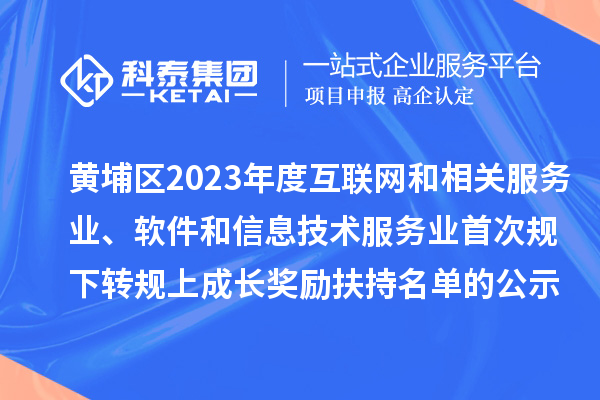 黃埔區(qū)2023年度互聯(lián)網(wǎng)和相關(guān)服務(wù)業(yè)、軟件和信息技術(shù)服務(wù)業(yè)首次規(guī)下轉(zhuǎn)規(guī)上成長(zhǎng)獎(jiǎng)勵(lì)（高質(zhì)量發(fā)展30條）扶持名單的公示
