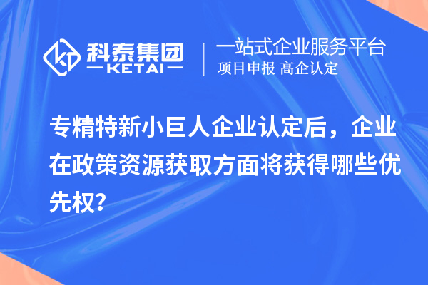專精特新小巨人企業(yè)認定后，企業(yè)在政策資源獲取方面將獲得哪些優(yōu)先權？