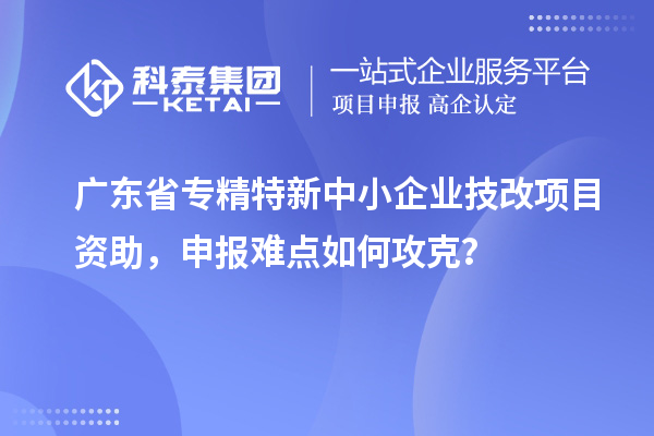 廣東省專精特新中小企業(yè)技改項目資助，申報難點如何攻克？