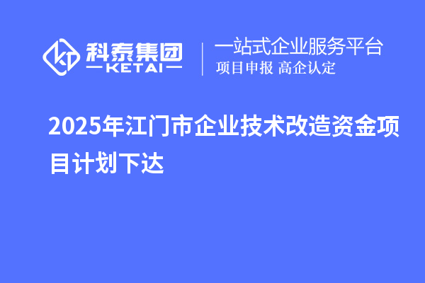 2025年江門市企業(yè)技術(shù)改造資金項目計劃下達