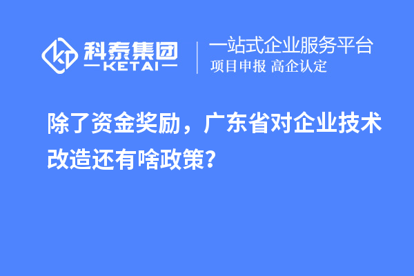 除了資金獎勵，廣東省對企業(yè)技術改造還有啥政策？