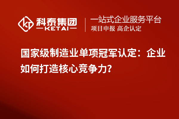 國家級制造業(yè)單項冠軍認定：企業(yè)如何打造核心競爭力？