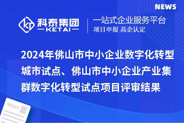 2024年佛山市中小企業(yè)數(shù)字化轉(zhuǎn)型城市試點、佛山市中小企業(yè)產(chǎn)業(yè)集群數(shù)字化轉(zhuǎn)型試點項目評審結(jié)果的公示