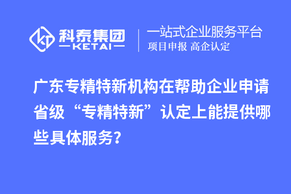 廣東專精特新機(jī)構(gòu)在幫助企業(yè)申請(qǐng)省級(jí) “專精特新” 認(rèn)定上能提供哪些具體服務(wù)？