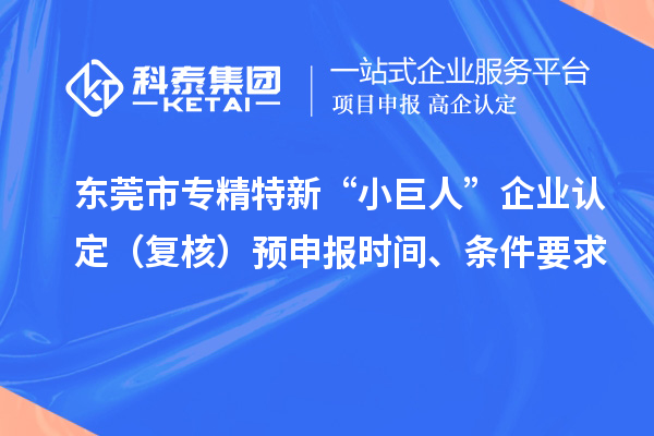 東莞市專精特新“小巨人”企業(yè)認定（復核）預申報時間、條件要求