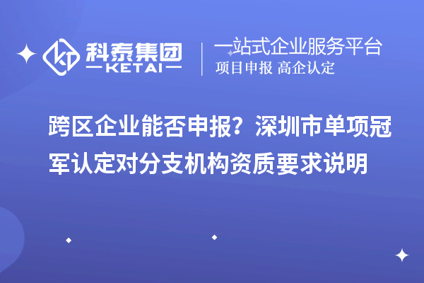 跨區(qū)企業(yè)能否申報？深圳市單項冠軍認定對分支機構資質(zhì)要求說明