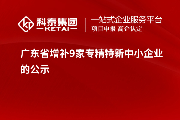 廣東省增補9家專精特新中小企業(yè)的公示
