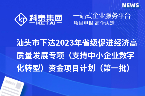 汕頭市下達(dá)2023年省級(jí)促進(jìn)經(jīng)濟(jì)高質(zhì)量發(fā)展專(zhuān)項(xiàng)（支持中小企業(yè)數(shù)字化轉(zhuǎn)型）資金項(xiàng)目計(jì)劃（第一批）
