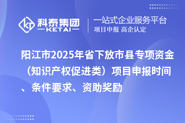 陽江市2025年省下放市縣專項資金（知識產(chǎn)權(quán)促進(jìn)類）項目申報時間、條件要求、資助獎勵