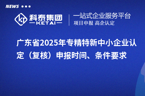 廣東省2025年專精特新中小企業(yè)認定（復核）申報時間、條件要求