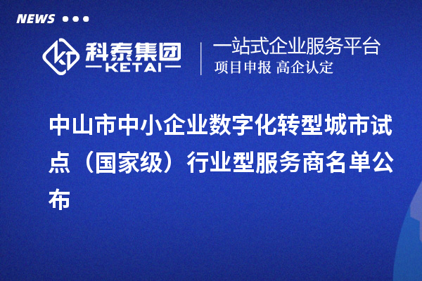 中山市中小企業(yè)數(shù)字化轉(zhuǎn)型城市試點(diǎn)（國家級(jí)）行業(yè)型服務(wù)商名單公布