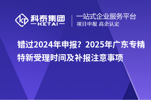 錯過2024年申報？2025年廣東專精特新受理時間及補報注意事項