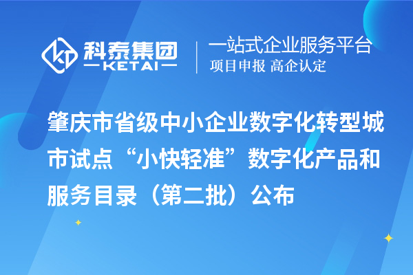 肇慶市省級(jí)中小企業(yè)數(shù)字化轉(zhuǎn)型城市試點(diǎn)“小快輕準(zhǔn)”數(shù)字化產(chǎn)品和服務(wù)目錄（第二批）公布