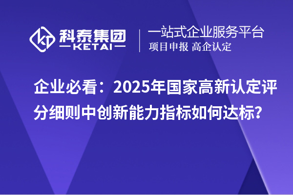 企業(yè)必看：2025年國(guó)家高新認(rèn)定評(píng)分細(xì)則中創(chuàng)新能力指標(biāo)如何達(dá)標(biāo)？