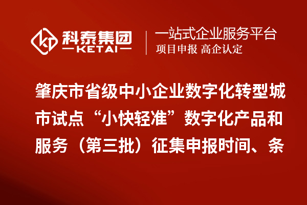 肇慶市省級(jí)中小企業(yè)數(shù)字化轉(zhuǎn)型城市試點(diǎn)“小快輕準(zhǔn)”數(shù)字化產(chǎn)品和服務(wù)（第三批）征集申報(bào)時(shí)間、條件要求、扶持獎(jiǎng)勵(lì)