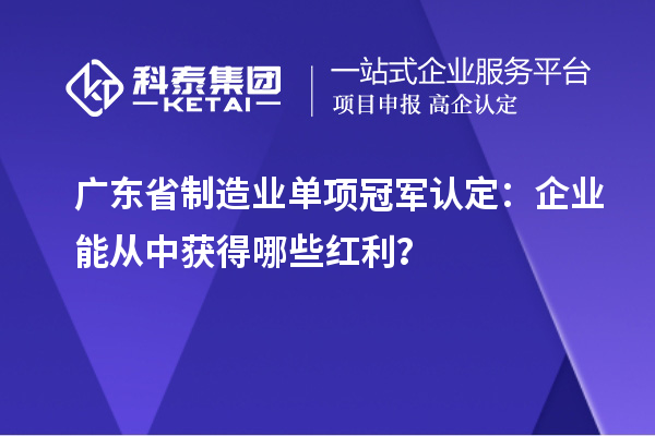 廣東省制造業(yè)單項(xiàng)冠軍認(rèn)定：企業(yè)能從中獲得哪些紅利？