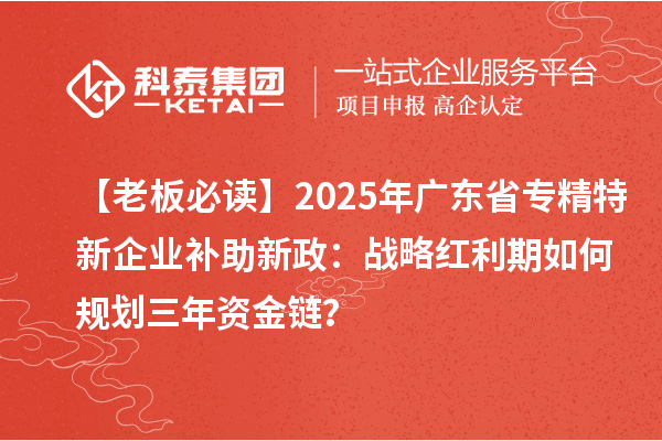 【老板必讀】2025年廣東省專(zhuān)精特新企業(yè)補(bǔ)助新政：戰(zhàn)略紅利期如何規(guī)劃三年資金鏈？