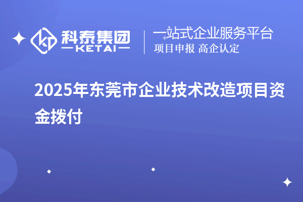2025年東莞市企業(yè)技術(shù)改造項(xiàng)目資金撥付