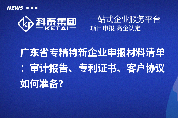 廣東省專精特新企業(yè)申報(bào)材料清單：審計(jì)報(bào)告、專利證書(shū)、客戶協(xié)議如何準(zhǔn)備？