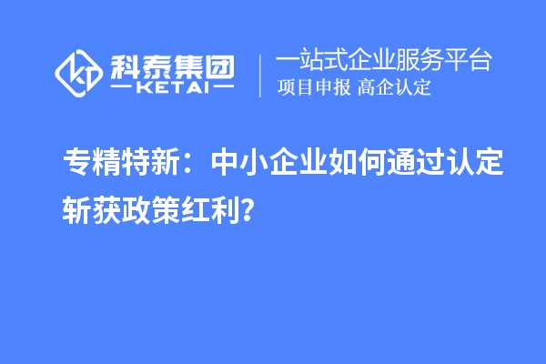 專精特新：中小企業(yè)如何通過(guò)認(rèn)定斬獲政策紅利？