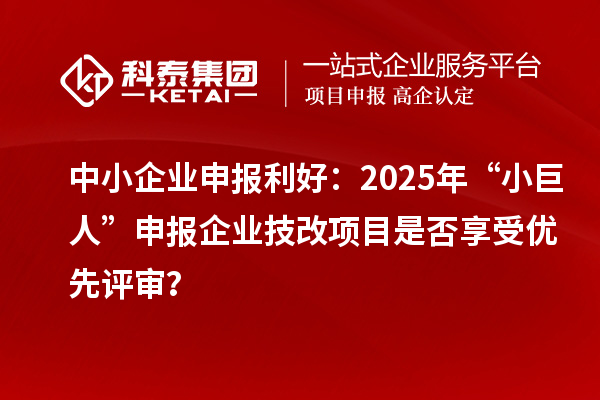中小企業(yè)申報利好：2025年“小巨人”申報企業(yè)技改項目是否享受優(yōu)先評審？