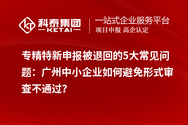 專精特新申報(bào)被退回的5大常見(jiàn)問(wèn)題：廣州中小企業(yè)如何避免形式審查不通過(guò)？